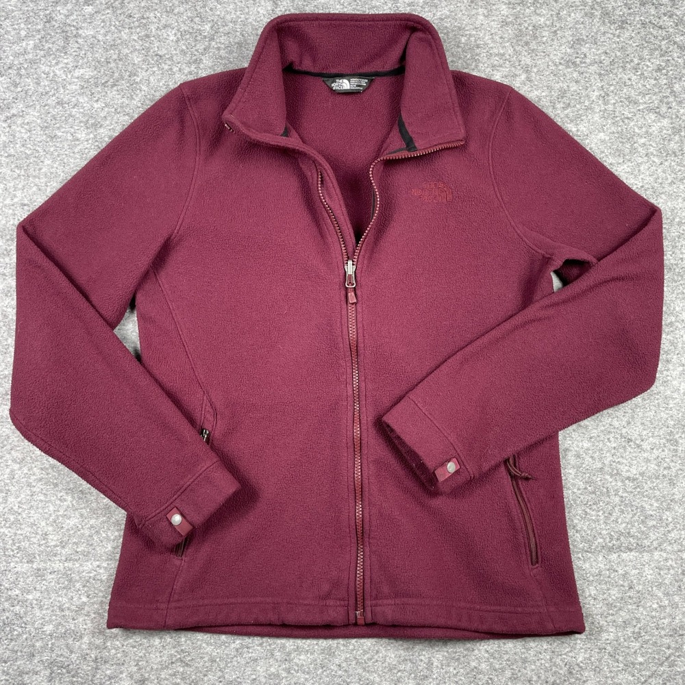 The North Face Fleece Jacket Womens M Maroon TKA 100 Full Zip Microfleece